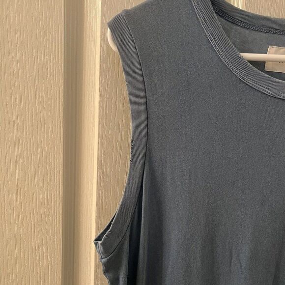 The Great Tank Maxi Dress Distressed High Slit Cotton Women's Size 2 Medium - Picture 7 of 16